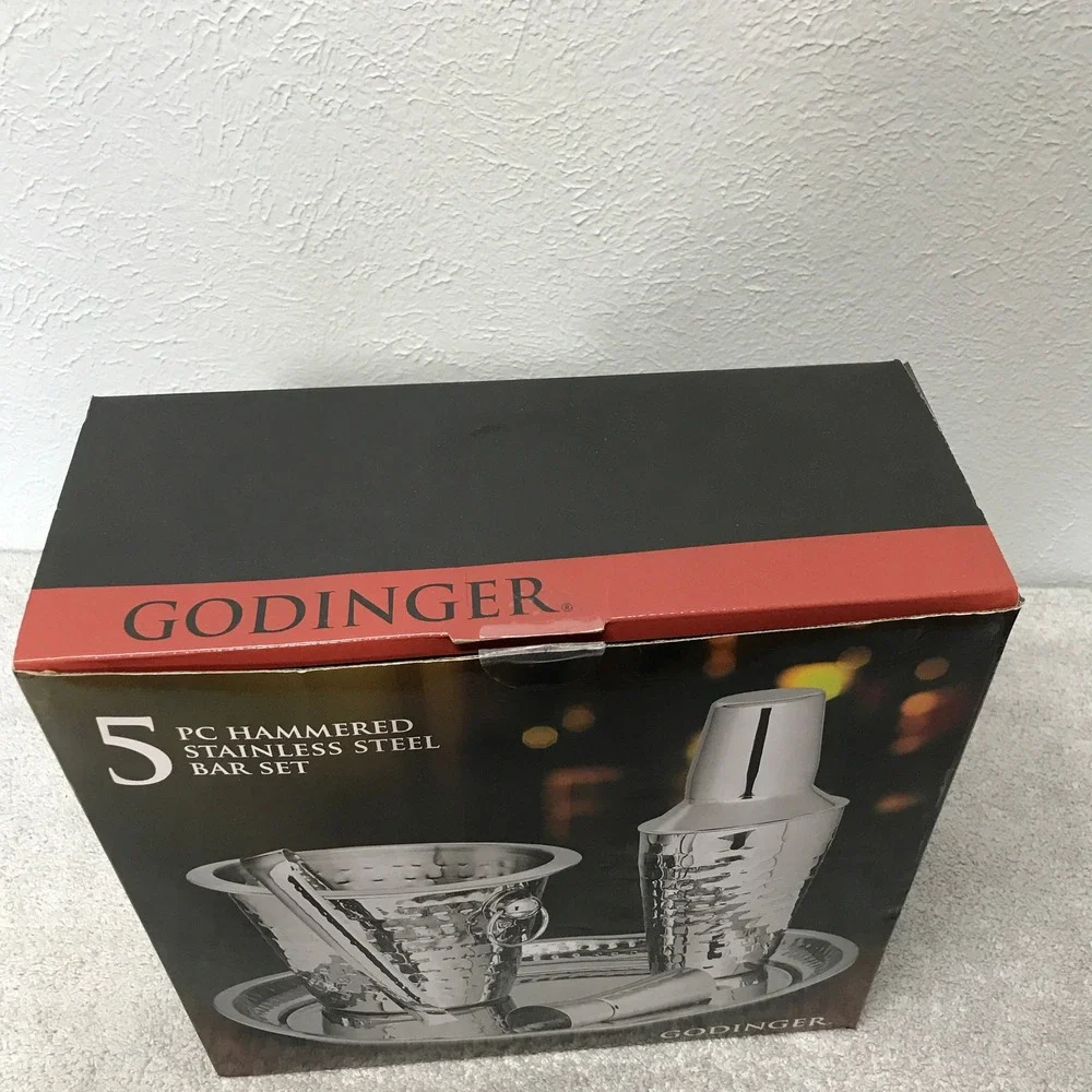 Godinger Bar Set Silver Hammered Stainless Steel 5pc 92310